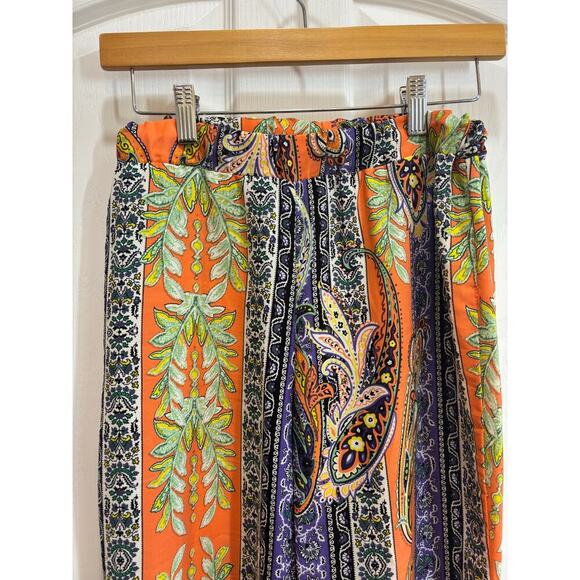 OVI Women S Bright 60's Bell Bottom Bold Elastic Waist Pants Boho Casual - Picture 3 of 8